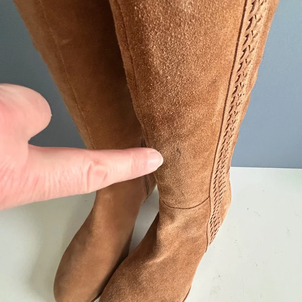 Matisse Suede Tan Over The Knee Boots Size 8‎ Braided Tall boho western